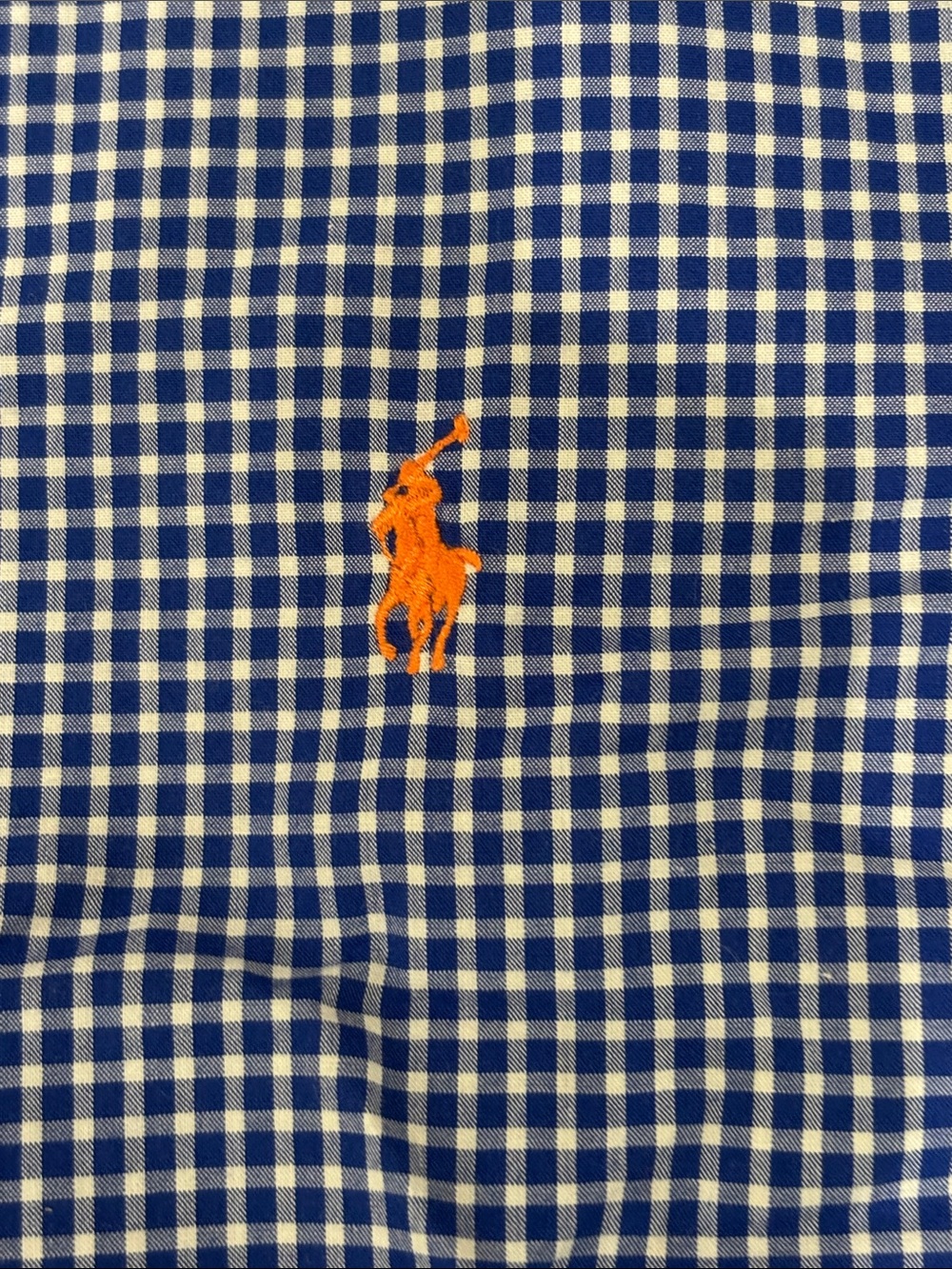 Polo by Ralph Lauren Blue Gingham Button-Down Shirt with Orange Pony - Picture 5 of 9